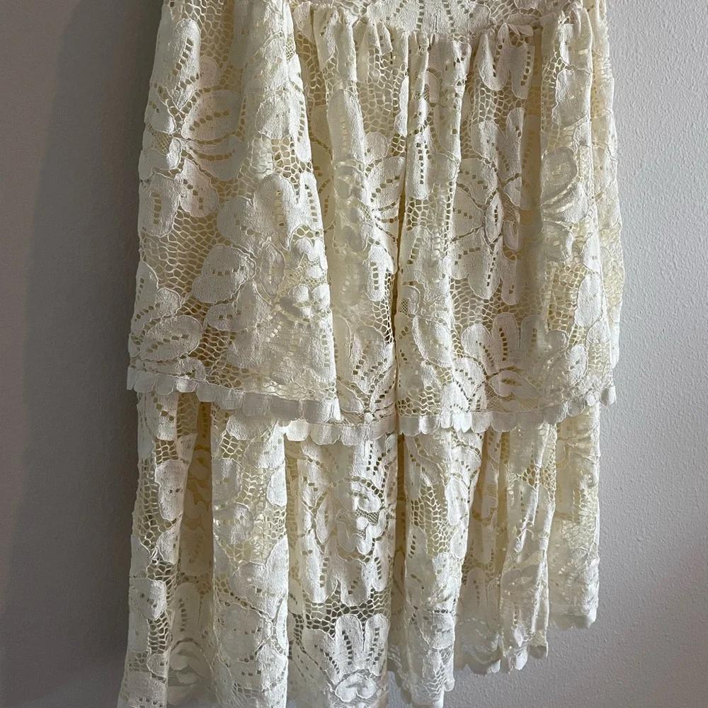 NWT Maeve Anthropologie Strapless Lace Mini Dress Women’s 1X Plus White Bridal - Picture 7 of 16